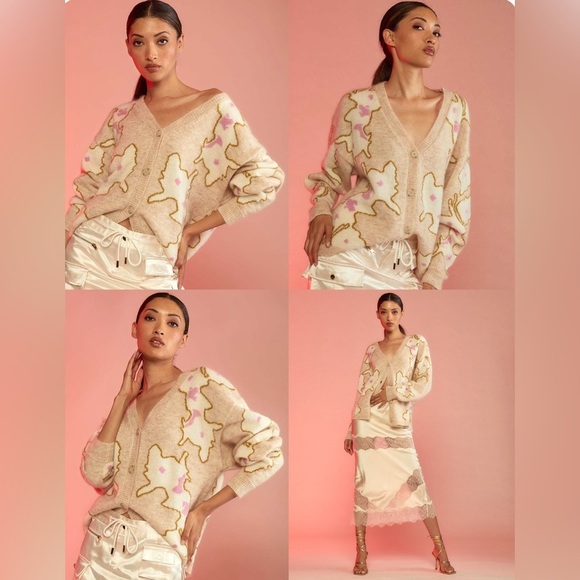 NWT Cynthia Rowley Intarsia Button Cardigan - Picture 4 of 12